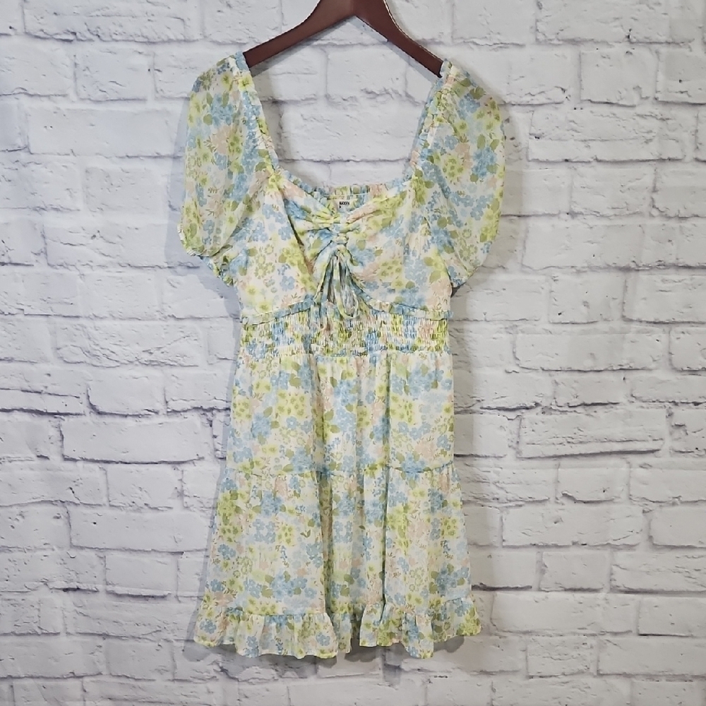 Floral Puff Sleeve Mini Dress